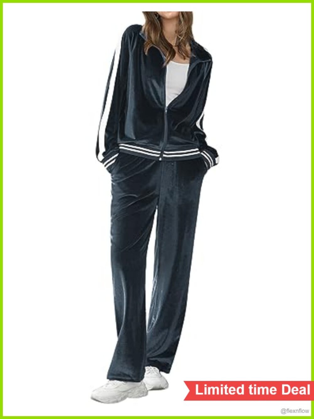 Velour 2 Piece Lounge Set Zip Up Sweatshirt & Sweatpants Tracksuit with Pockets